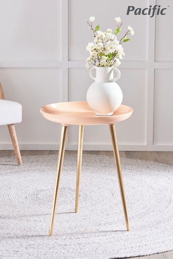 Pacific Apricot Pink Seline Enamelled Table with Gold Legs (B92511) | £149.99