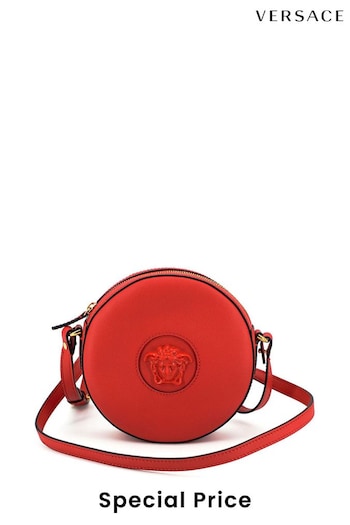 Versace Red Calf Leather Round Disc Shoulder Bag (B92541) | £1,005