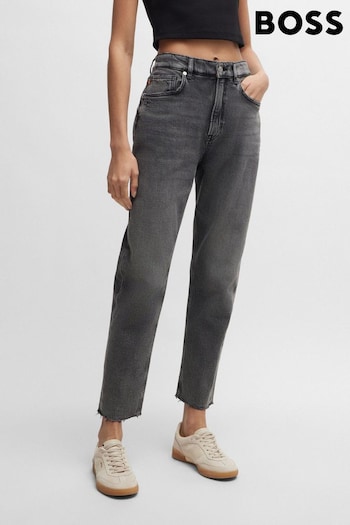 BOSS Grey Tapered Raw Hem Stretch Denim Jeans (B92542) | £99