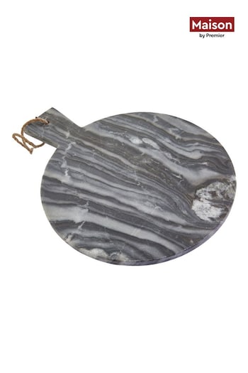 Maison by Premier Grey Marble Round Paddle Serving Board (B92571) | £31
