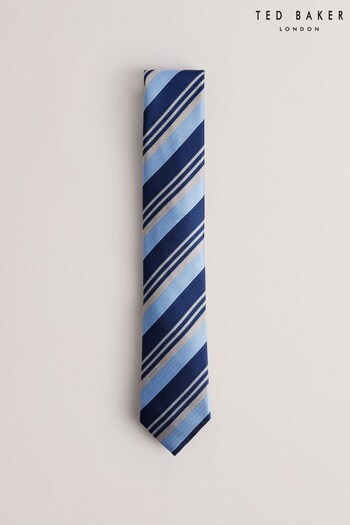 Ted Baker Blue Lionels Stripe Silk Tie (B92588) | £45