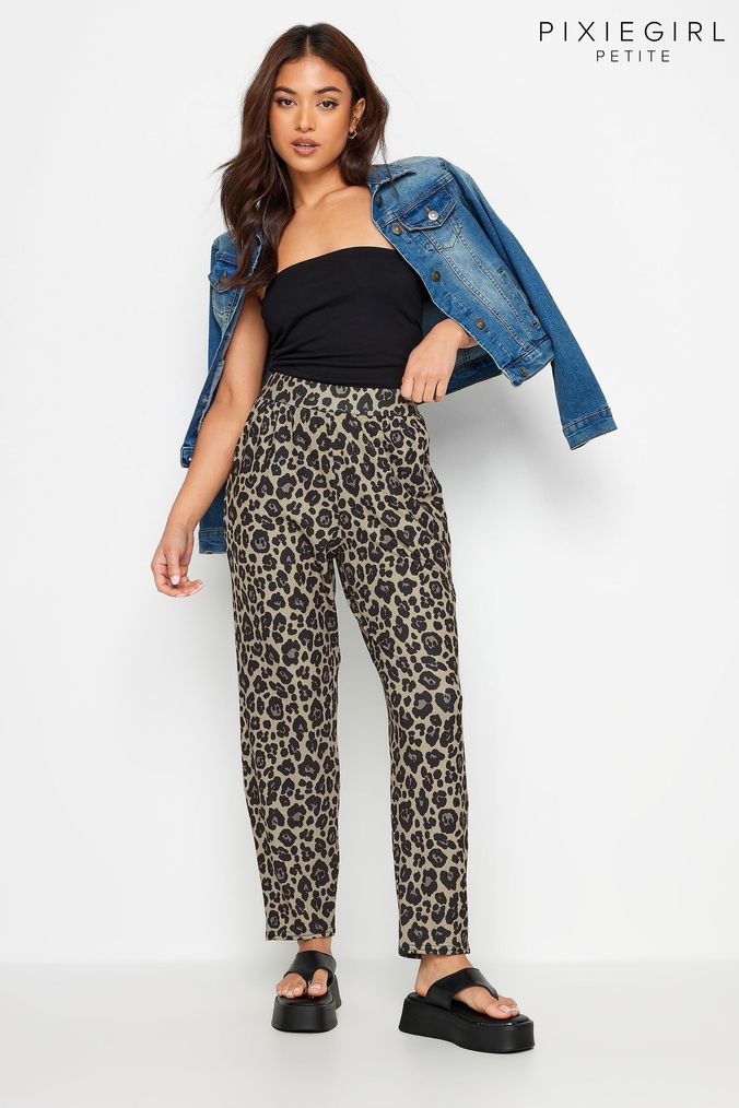 Buy Women s Petite Animal Print Trousers Online Next UK