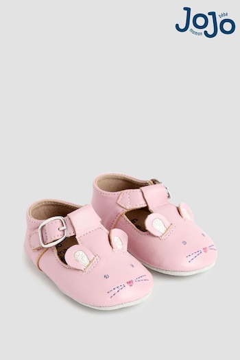 JoJo Maman Bébé Pink Leather Pre-Walker Shoes (B92620) | £22.50 - £23.50