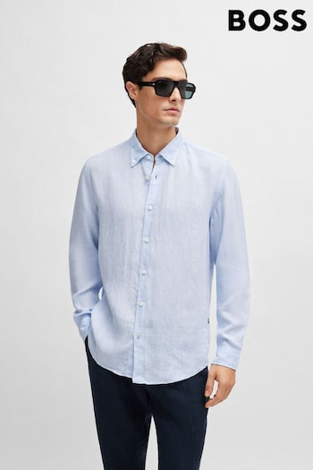 BOSS Blue Linen Regular Fit Shirt (B92688) | £139