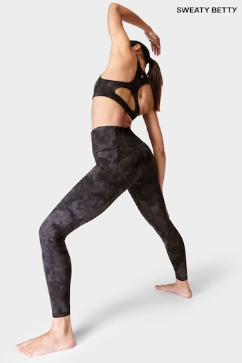 Sweaty Betty Black Spray Dye Print Full Length All Day Active Emboss Leggings (B92748) | £88