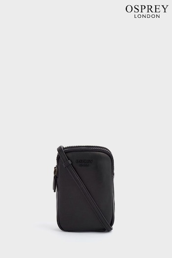 OSPREY LONDON The Onyx Leather Black Phone Bag (B92800) | £135