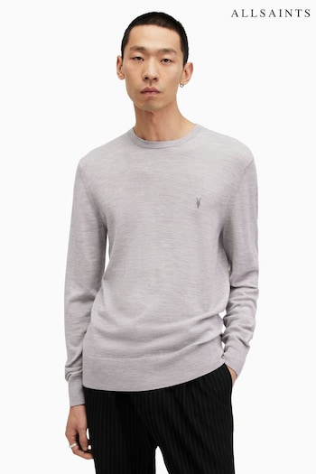 AllSaints Grey Mode Merino Crew Neck Jumper (B92824) | £95