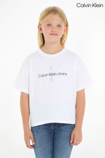 Calvin YAH Klein Monogram Boxy White T-Shirt (B92851) | £32