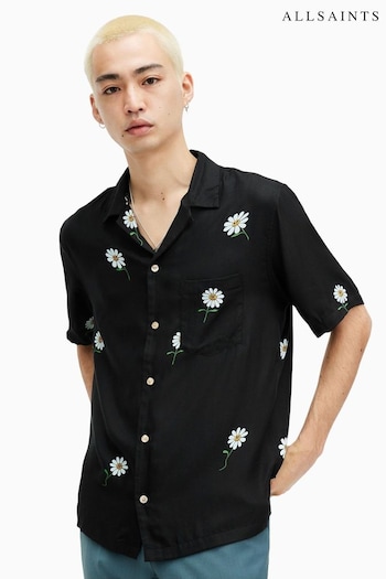 AllSaints Black Daisical Short Sleeve Shirt (B92896) | £119