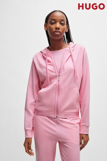 HUGO Pink Cotton-Blend Zip-up Hoodie With Logo Waistband (B93025) | £79