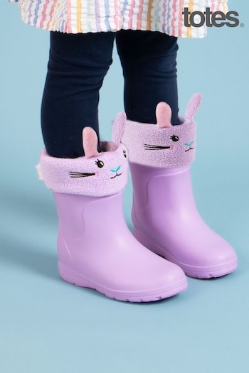 Totes Blau Purple Childrens Bunny Welly Liner Socks (B93035) | £12