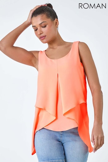 Roman Orange Asymmetric Sleeveless Vest Top (B93152) | £35