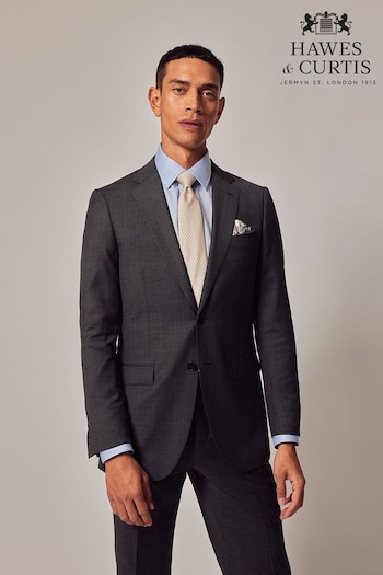 Hawes & Curtis Slim Grey Twill Suit Jacket (B93211) | £209