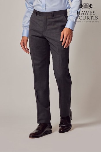 Hawes & Curtis Slim Grey Twill Suit Trousers (B93499) | £120