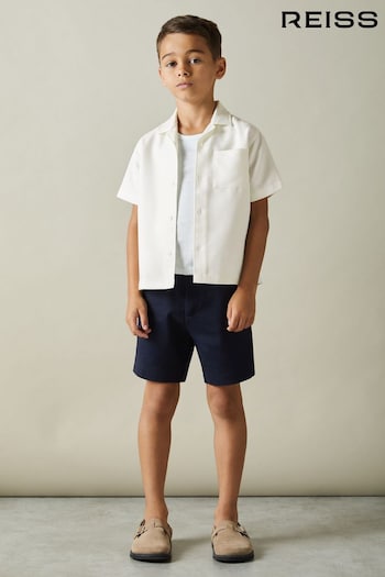 Reiss Off White Japane 3-9 yrs Twill Cuban Collar Shirt (B93509) | £28