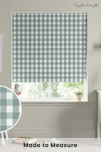 Sophie Allport Teal Blue Gingham Made to Measure Roman Blinds (B93596) | £79