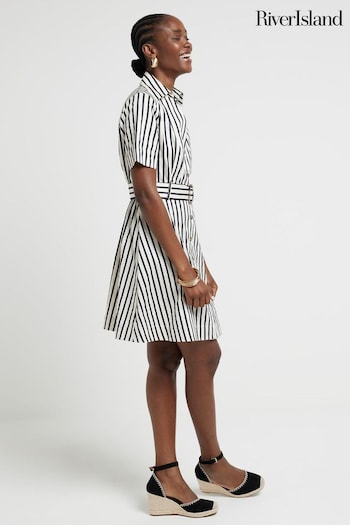 River Island Navy Stripe Belted Mini Shirt Dress (B93607) | £45