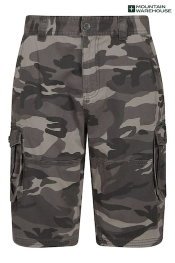 Mountain Warehouse Black Mens Camo 100% Cotton Lightweight Cargo Shorts T-paidat (B93651) | £33