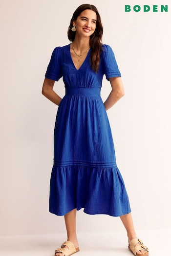 Boden Blue Petite Eve Double Cloth Midi Dress (B93659) | £90