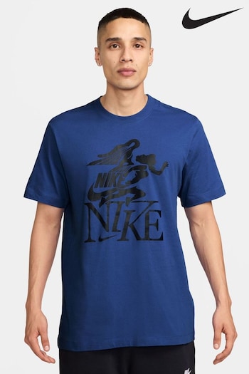 Nike Blue Sportswear Club Graphic T-Shirt (B93663) | £33