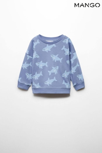 Mango Blue Shark Print Sweatshirt (B93691) | £15