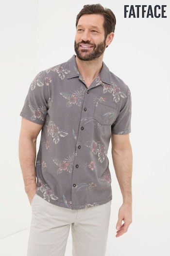 FatFace Brown Short Sleeve Hibiscus Print Shirt (B93792) | £44