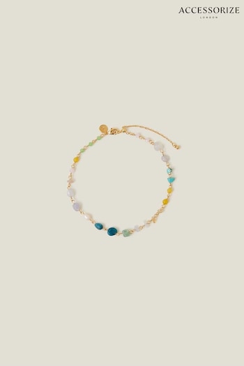 Accessorize 14ct Gold-Plated Offcut Black Anklet (B93796) | £16