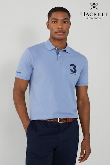 Hackett London Men Blue Short Sleeve Affluent Polo Shirt (B93810) | £130