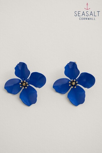 Seasalt Cornwall Blue Pollinator Flower Stud Earrings (B93864) | £33