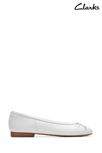 Clarks White Leather Fawna Lily Shoes (B93898) | £70