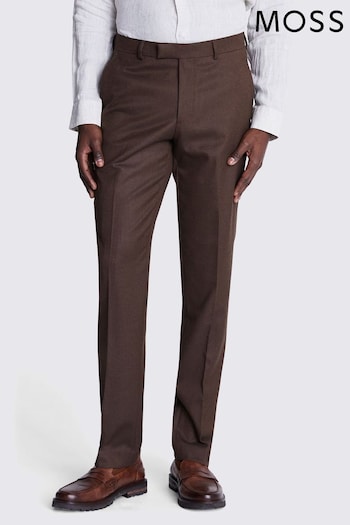 MOSS Tailored Fit Brown Copper Flannel Trousers (B93917) | £80