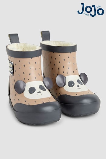 JoJo Maman Bébé Ecru Cosy Lined Panda Ankle Wellies (B94136) | £23.50 - £25.50