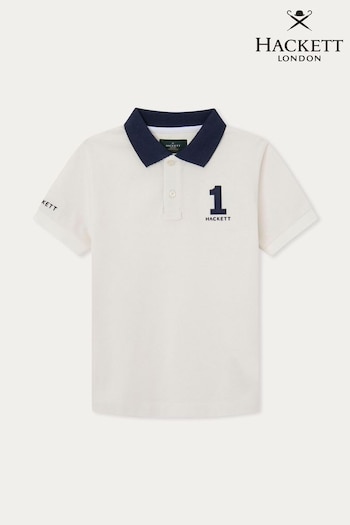 Hackett London Older Boys Short Sleeve White Polo Shirt (B94149) | £65