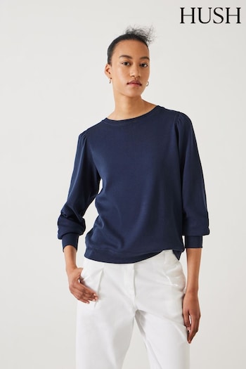 Hush Blue Emily Puff Sleeve Sweatshirt (B94152) | £39