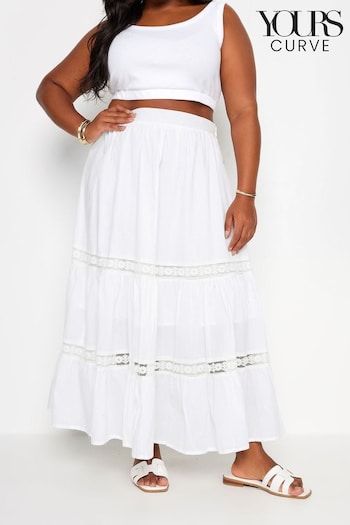 Yours Curve White Peasant Tiered Maxi Skirt (B94269) | £31