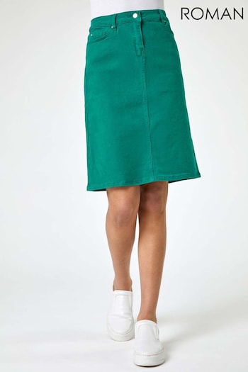 Roman Green Cotton Denim Stretch Skirt (B94312) | £26