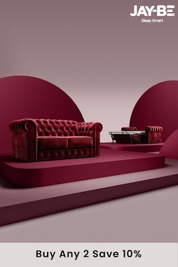 Jay-Be Luxe Velvet Shiraz Red Chesterfield 2 Seater Sofa Bed (B94342) | £4,000