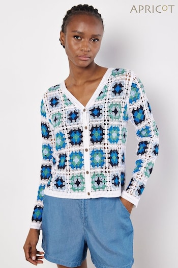 Apricot Blue Granny Squares Crochet Cardigan (B94449) | £35