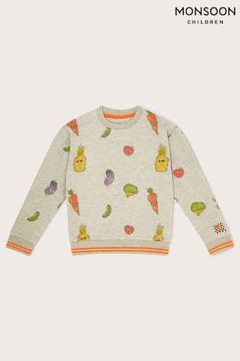 Monsoon Grey Fruit and Vegetable Print Sweatshirt (B94487) | £23 - £27