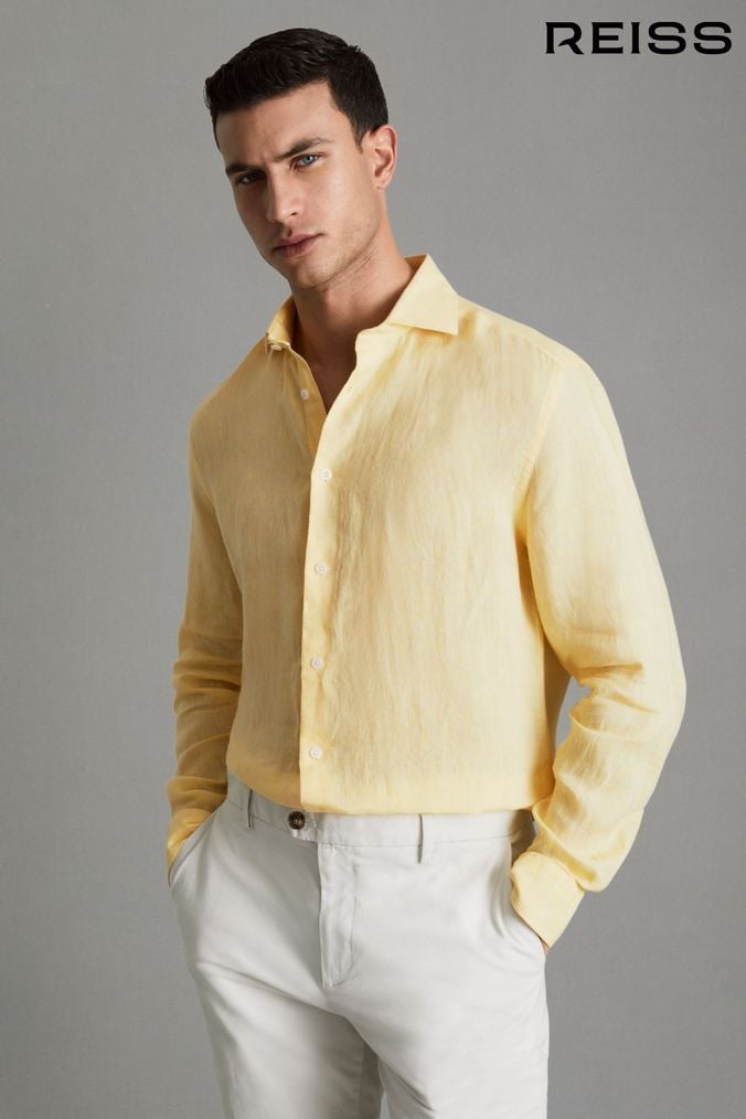 Buy Men s Reiss Linen Shirts Online Next UK