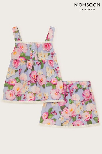 Monsoon Blue Kacee Floral Pyjama Set (B94540) | £24 - £28
