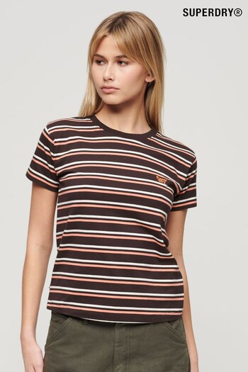 Superdry Multi Essential Logo Striped Fitted T-Shirt (B94586) | £20