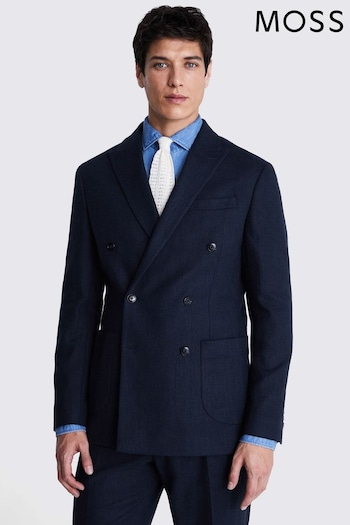 MOSS Tailored Fit Blue Herringbone Jacket (B94604) | £179