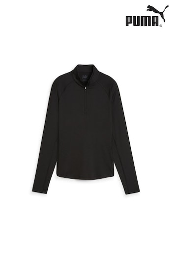 Puma Set Black You-V Solid Womens Golf 1/4 Zip Pullover Jumper (B94609) | £45