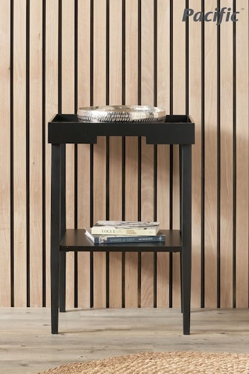 Pacific Black Marnie Wood Side Table with Shelf (B94719) | £199.99