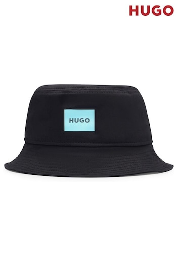 HUGO Cotton-Twill Black Bucket Hat With Logo Label (B94778) | £39