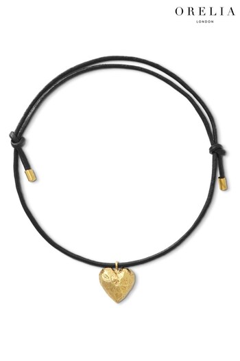 Orelia London Gold Tone Molten Heart & Leather Adjustable Bracelet (B94805) | £22