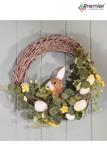 Premier Decorations Ltd 32cm Rattan Easter Rabbit Wreath (B94884) | £27