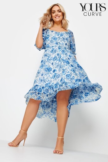 Yours Curve Blue Limited Floaty High Low Dress (B94907) | £34