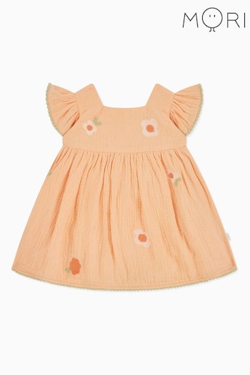 MORI Pink Organic Cotton Muslin Peach Pretty Summer Dress (B94925) | £34 - £36